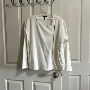 Eileen Fisher Classic White Asymmetrical Jacket